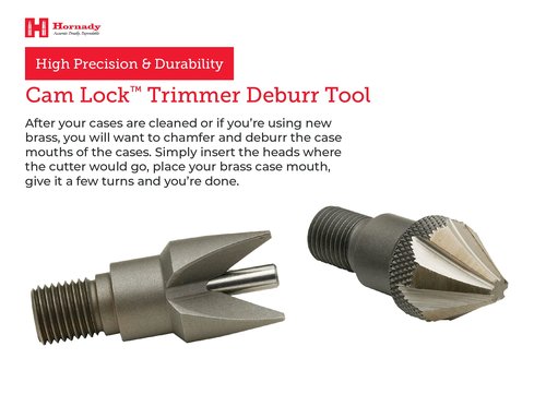 Hornady Cam Lock Trimmer Deburr Tool 050147 - Durable Chamfer and Deburring Heads Mount onto Cam Lock Case Trimmer -Case Prep Reloading Tools for Removing Burrs on Inside/Outside of Case Necks