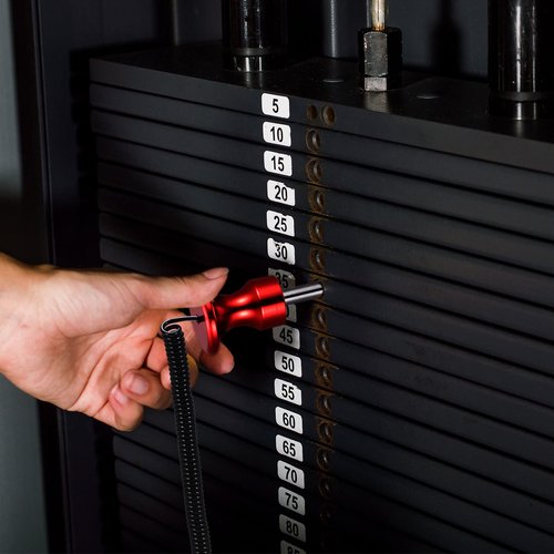 uxcell 8mm x 125mm Weight Stack Pin with Pull Rope Magnetic Strength Training Equipment Accessories for Fitness Training Red