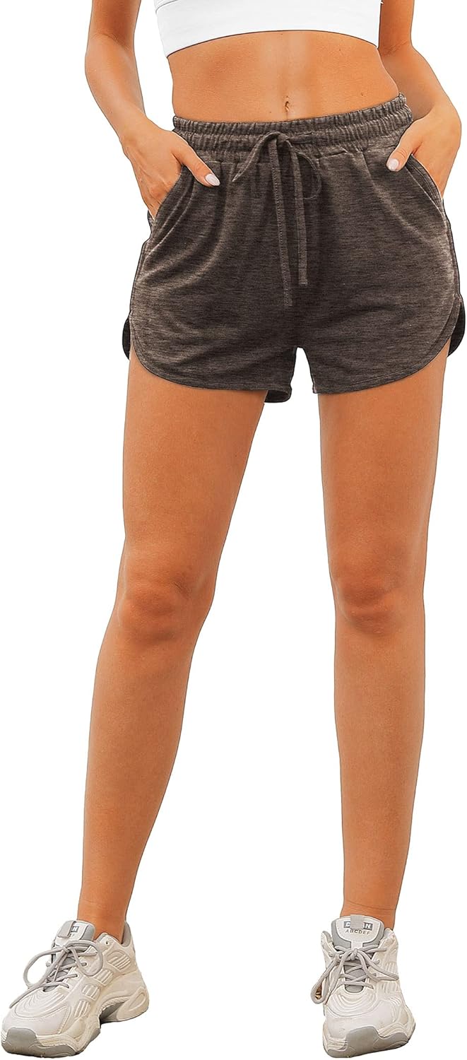 Aloodor Women's Athletic Dolphin Running Shorts - Comfortable with Pockets & Adjustable Drawstring