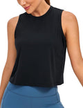 CRZ YOGA Pima Cotton High Neck Crop Tank Top - Soft, Sleeveless Workout Shirt for Women