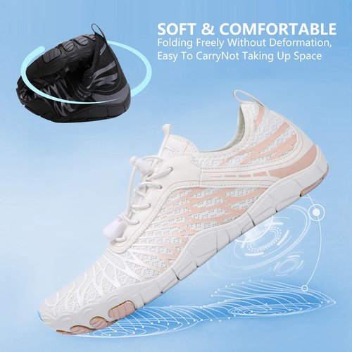 SIOSNETA Hike Barefoot Shoes for Women Men, Breathable Non-Slip Athletic Footwear, Wide Toe Water Shoes for Hiking, Non-Slip Neuropathy Shoes for Women Men, Grounded Comfort wear White