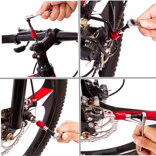 YBEKI Bike Repair Tool Kit Set - Bicycle Multi-Tool Kit with Ratchet Reversible Tool & 10 Tool bits, Bone Wrench, Bike Portable Tool Bag. 6 Month Warranty (Ratchet Tool + tire Tool)