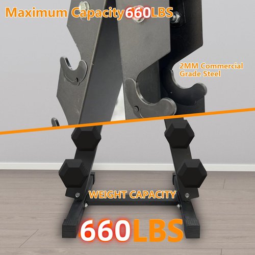 6 Tier Dumbbell Stand Only,Heavy Duty Steel Dumbbell Holder for Home Gym,Max Weight Capacity 660 LBS
