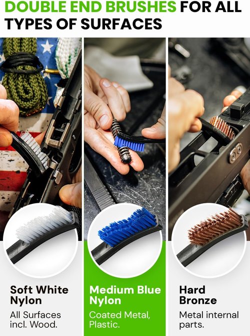 Bore Cleaner | 12Ga, 5.56 & 9mm Gun Cleaning Kit - Includes Brushes, Patches & Swabs