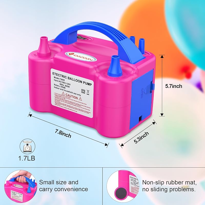 IDAODAN Big Red Electric Balloon Pump - Portable Dual-Nozzle Balloon Blower