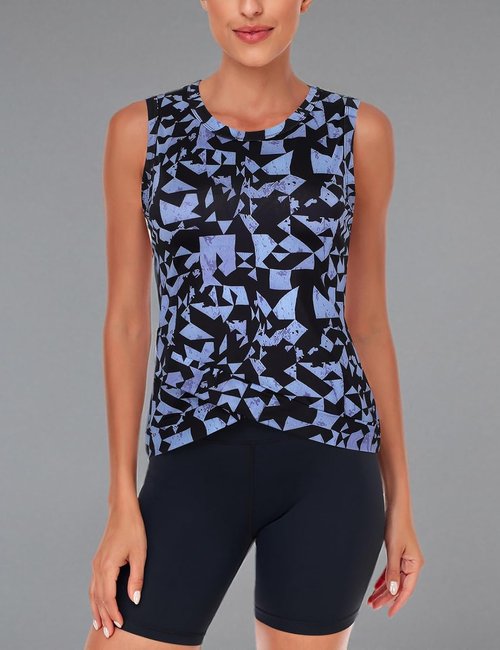LURANEE Women's Athletic Tank Tops - Quick Dry Yoga Crop Sleeveless Shirt with Sun Protection