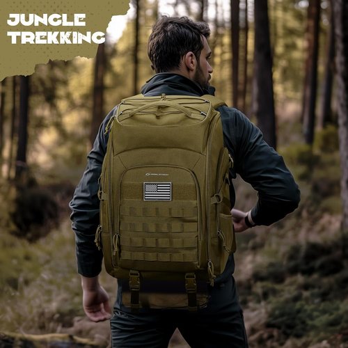 Maelstrom Tactical Backpack - Water Resistant 40L Military Pack for Hiking, Camping & Gym | Khaki
