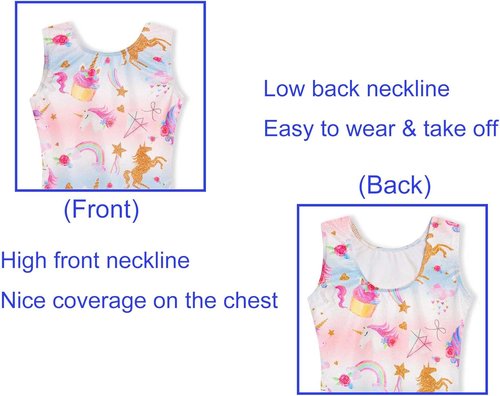 Domusgo Gymnastics Leotard for Girls - Sparkly One-Piece Pro Unitard with Shorts