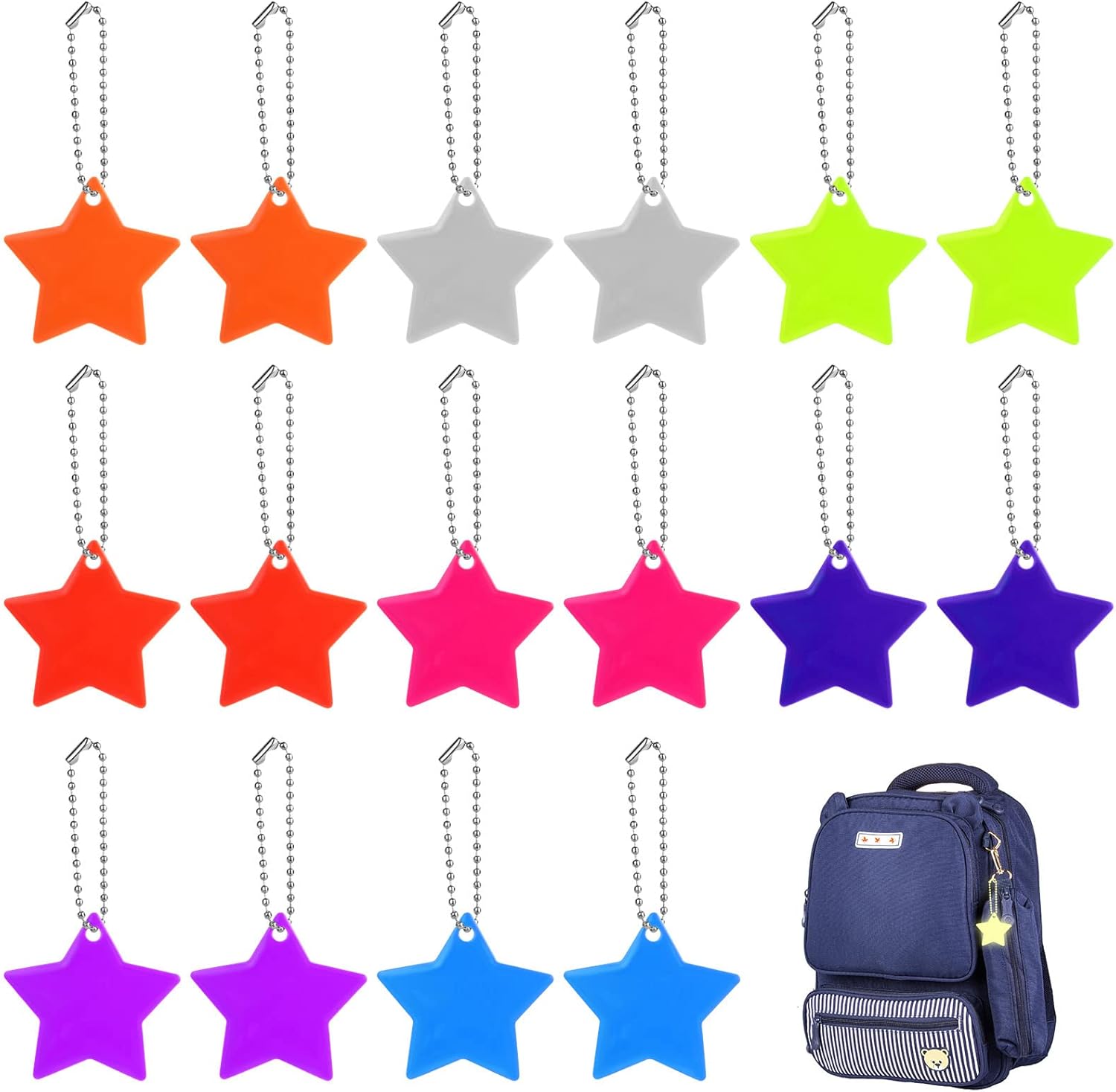 OSDUE Reflector Pendant - 16 Waterproof Safety Reflectors for School Bags, Wheelchairs & Bicycles