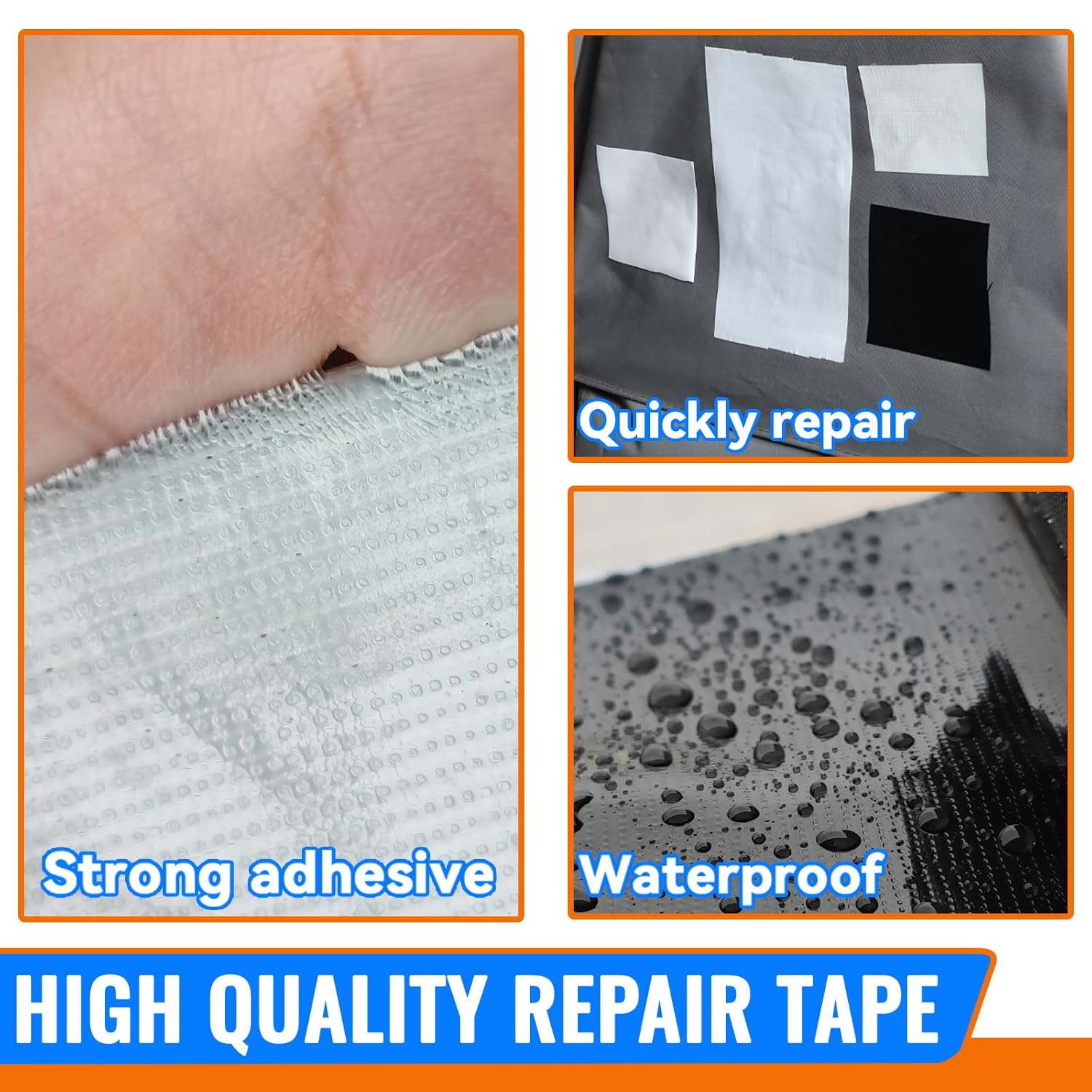 Tikfoam RV Awning Repair Tape - Waterproof Tear Repair Patch Kit for Tents & Covers | 5 Inch x 30FT, Reinforced Black