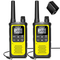Walkie Talkies Long Range for Adults - 2 Pack Rechargeable Walkie Talkies Two Way Radios 22 FRS Channels, NOAA Weather Alerts, 1800mAh Li-ion Battery, LED Flashlight, VOX for Hiking Camping (Yellow)