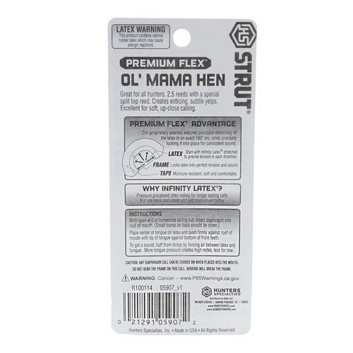 Hunters Specialties Realistic Sounds Easy-to-Use Strut Premium Flex Ol Mama Hen Diaphragm Mouth Turkey Call