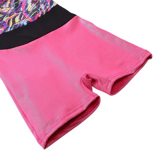 HOZIY Gymnastics Leotards for Girls - Snowflake Ribbon Design in Blue, Purple & Hot Pink Sparkle