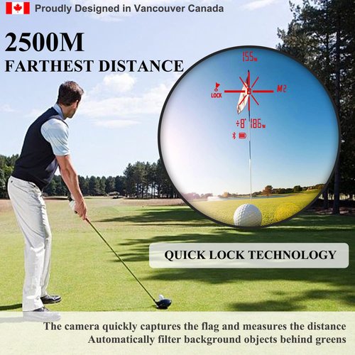 Fetch Falcon OLED Golf Rangefinder(High Precision, Slope Mode with Scan) Pole Flag Locking Vibration (Up to OLED 2500 YD Golf Laser Rangefinder Powerful Magnet Black)