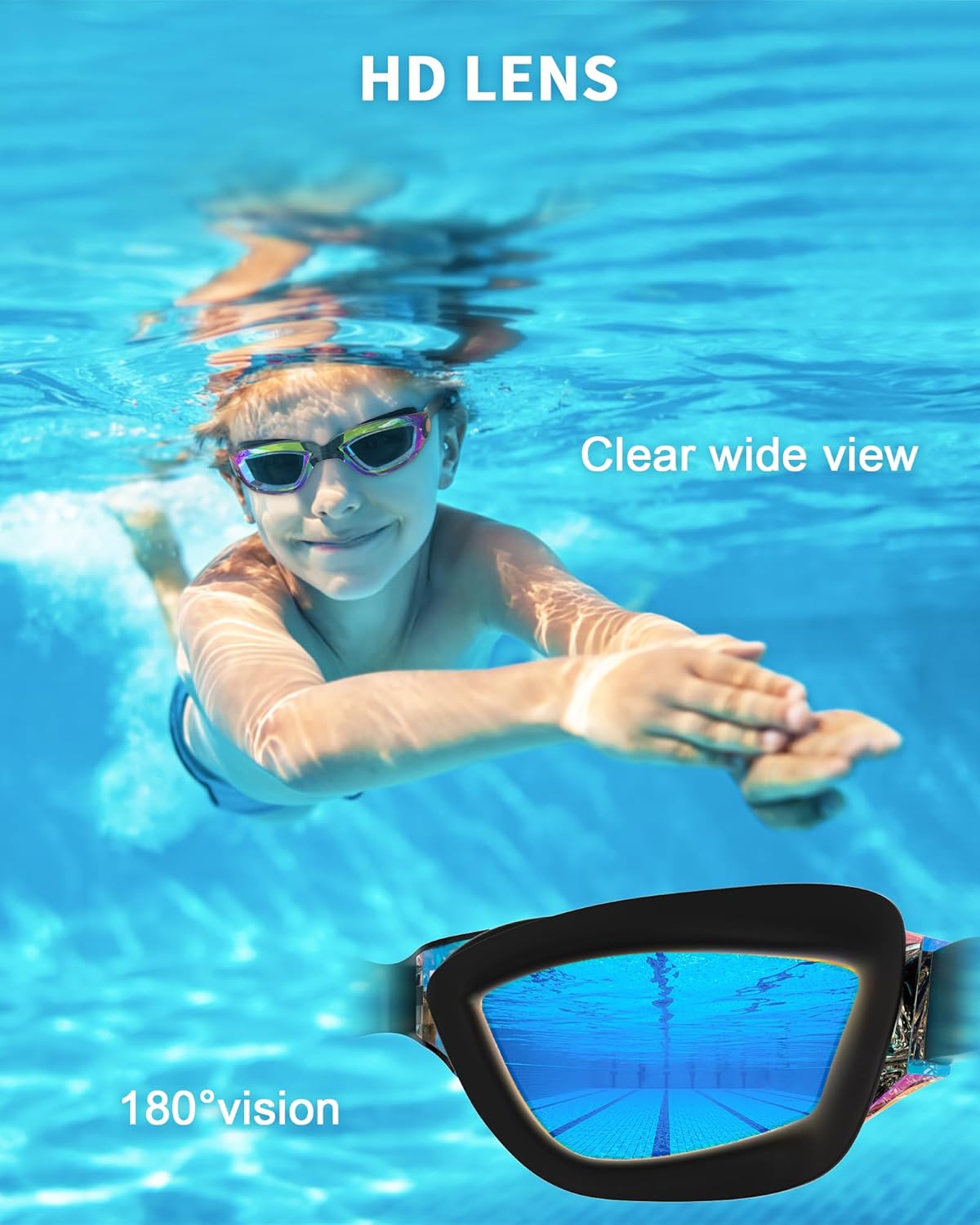 Skiennix Kids Swim Goggles - Comfortable Fit with Nose Clip & Earplugs | Ages 3-15