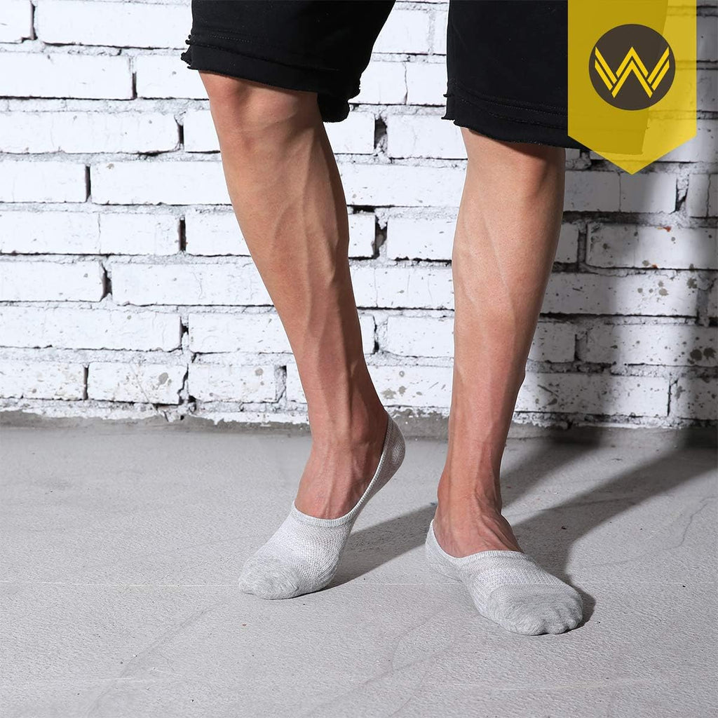 WANDER No Show Socks for Men - Thin Cotton, Non-Slip, Low Cut | Sizes 6-8, 9-11, 12-14