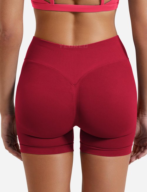 YEOREO SoftHue Women Workout Gym Impact Shorts Hidden Scrunch Butt Lifting 2.5"/3.6"/4.5"/6" Seamless Shorts Wine M