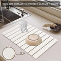 Large Stone Dish Drying Mats for Kitchen Counter, Quick Dry Collapsible Dish Drying Mat, Eco-Friendly Absorbent Foldable Diatomaceous Earth Mats for Dishes Bottles Cups, Match Any Countertop, 23"×15"