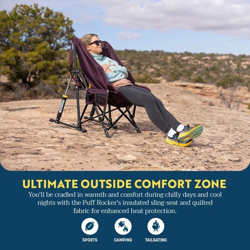 GCI Outdoor Puff Rocker Chair - Portable Comfort for Camping & Relaxation - Black