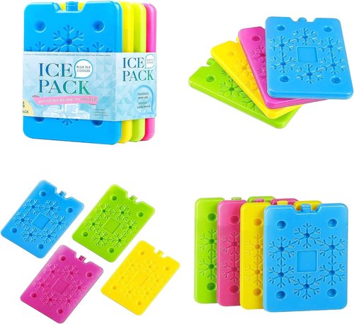 BLUE ELE Reusable Ice Packs - Slim & Lightweight Freezer Packs for Lunch Boxes | 4 Pack, Multi-Colored