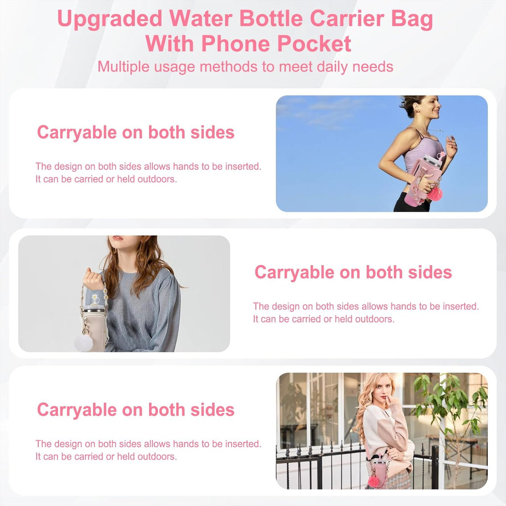 Stanley Cup Accessories Set - Water Bottle Carrier, Holder with Strap & Silicone Boot for 40oz/30oz Tumblers