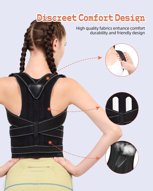 BAREKE Back Brace Posture Corrector for Women and Men: 2-in-1 Posture Support with Shoulder Brace and adjustable Back Height for Spine Neck Shoulder Clavicle and Back Pain Relief