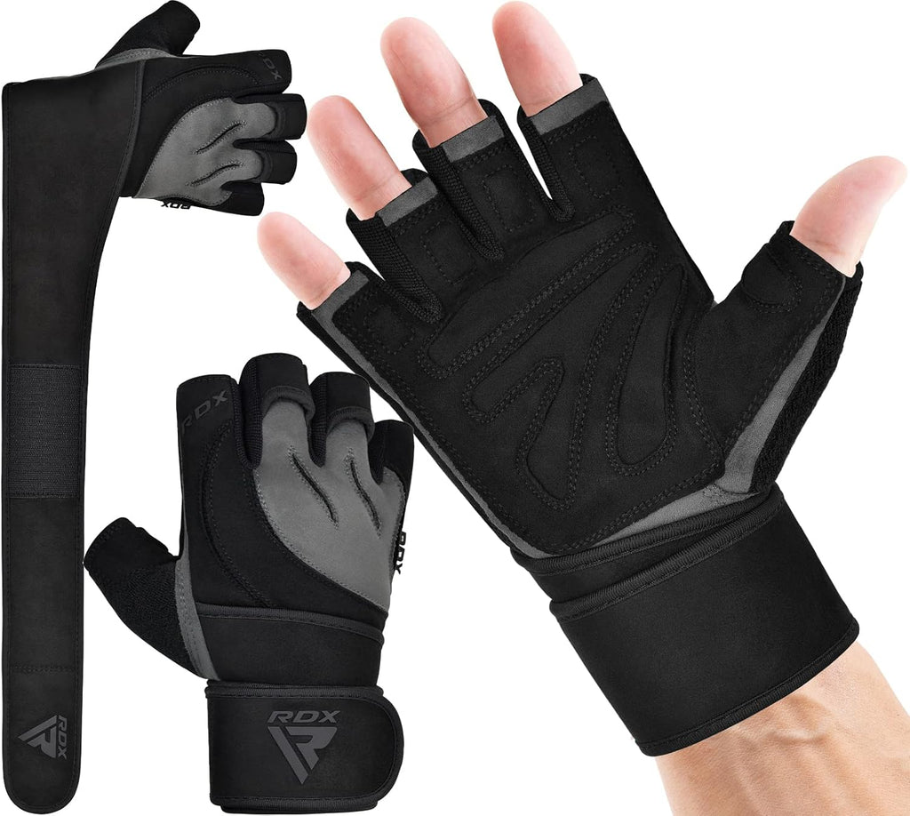 RDX Weight Lifting Gloves - Anti-Slip Padded Palm & Wrist Support | 50 CM Straps for Powerlifting & Bodybuilding