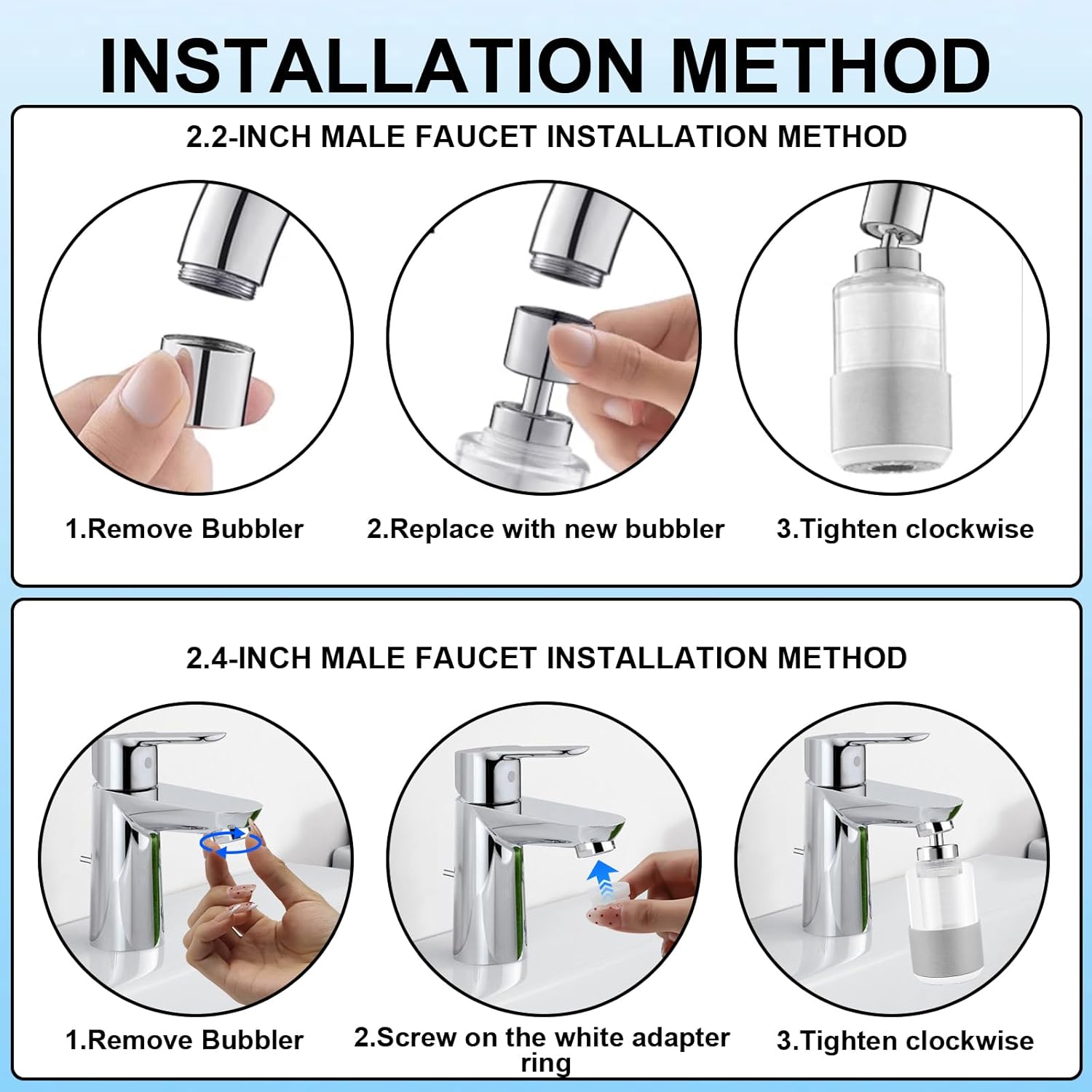 Skiennix Longlasting Sink Faucet Water Filter - 360° Rotating Dual Function Sprayer | 8 Extra Filters Included