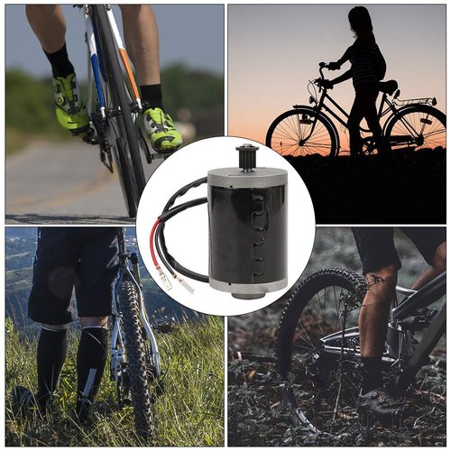 Joyzan Electric Brushed Motor, 24V Wheel Brush Motor 150W Small Scooter Gear Controller High Speed Motor Belt Pulley Synchronizing Aluminum Alloy 25H 9 Teeth Mini E Bike Go Cart ATV Bicycle ZY6812