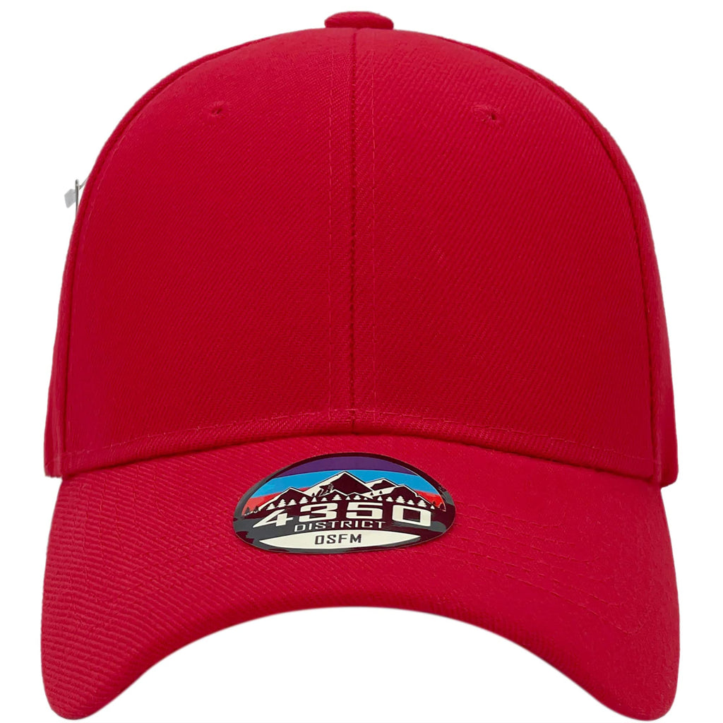 4350 DISTRICT Unisex-Adult Plain Solid Curved Baseball Cap (Y4361-RED)