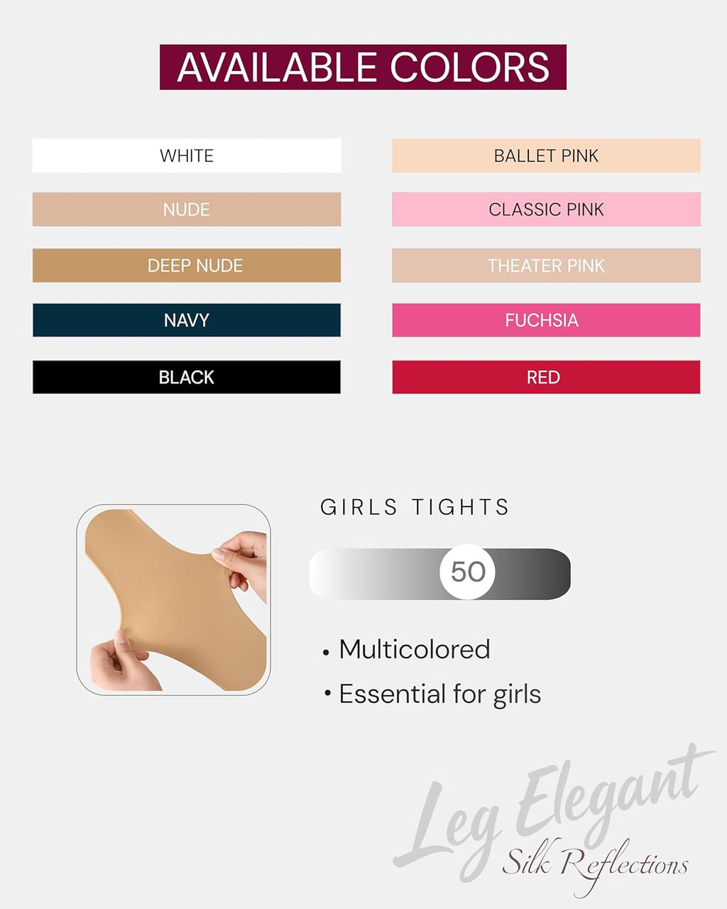 Skiennix Elegant Ballet Footed Dance Tights - 50D for Toddler & Kids Girls