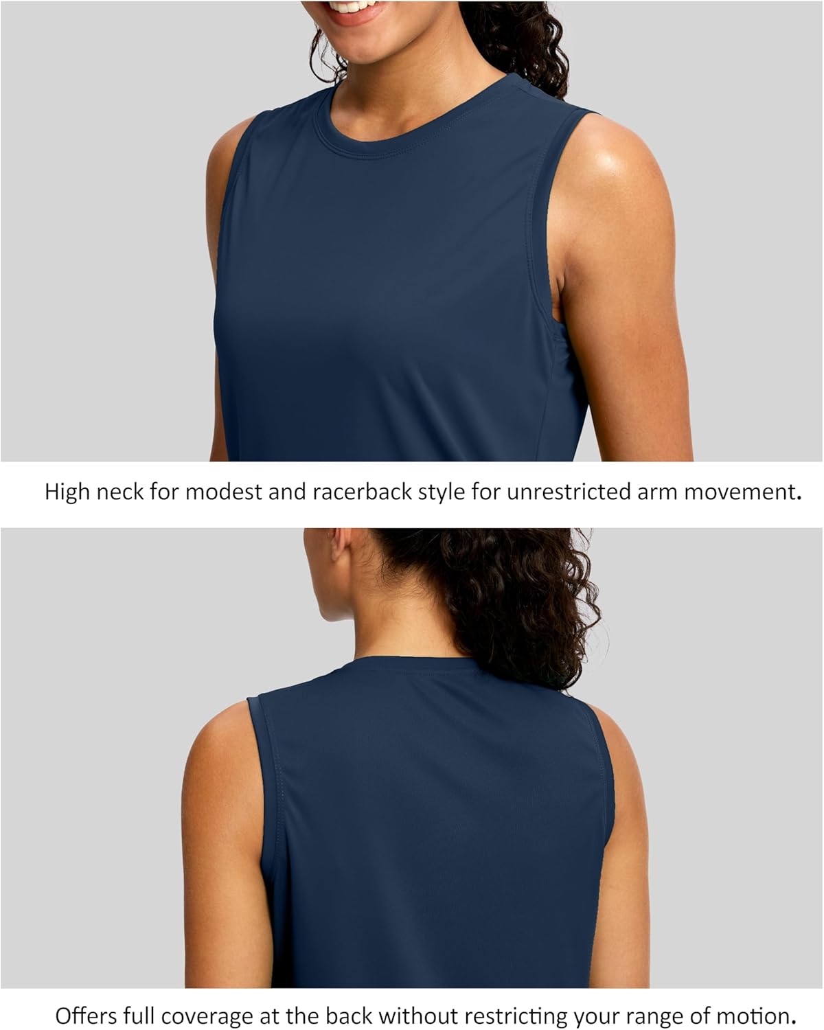 SANTINY Women's Sleeveless Workout Tops - Breathable Lightweight Athletic Tank for Yoga & Running