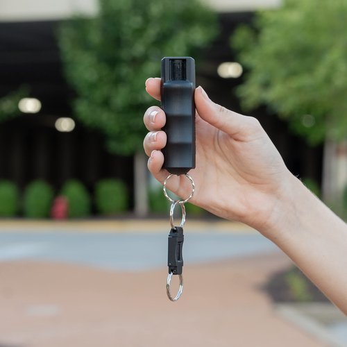 SABRE Campus Safety Pepper Gel with Quick Release Key Ring, Protect Against Multiple Threats with 3X longer spray time, Gel is Safer, Ergonomic Finger Grip