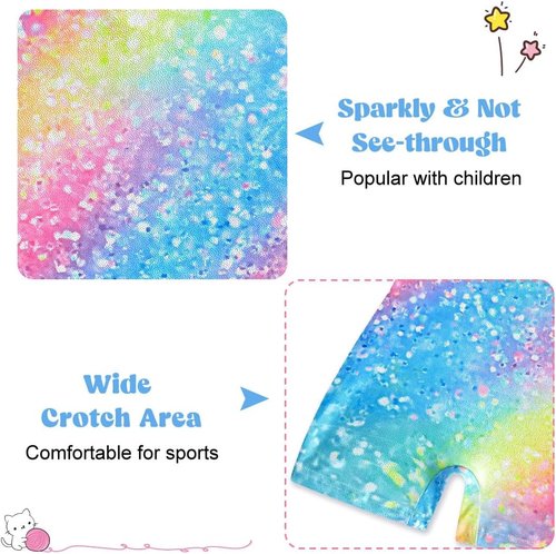 Funnycokid Girls Gymnastics Leotards - Sparkle Dance Unitards with Shorts | Mermaid Design, Sizes 2-10 Years