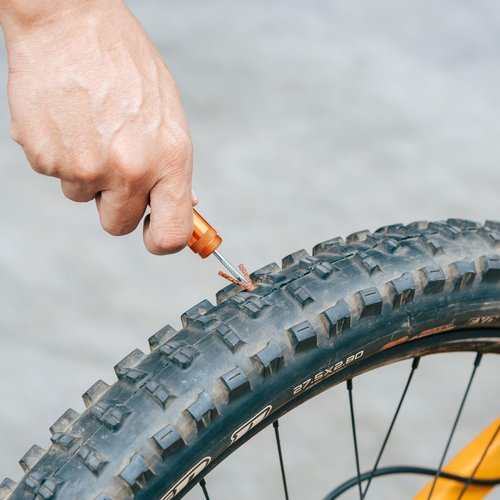 Granite Suture Tire Plug Kit, Compact Tubeless Flat Bicycle Tire Repair Kit with 2 Size Tire Plugs, Fix Mountain Bike and Road Bike Tire Punctures (Orange)