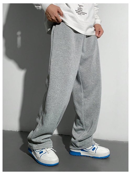 RoseSeek Boy's Baggy Pants Letter Elastic High Waisted Wide Leg Sweatpants Athletic Track Pants Joggers Grey 12Y