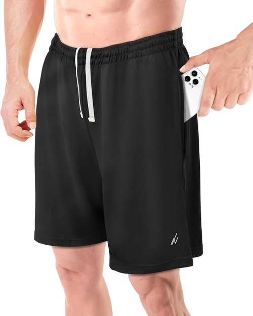 NY Threads Men's Athletic Shorts - Quick Dry Lightweight Running Gym Shorts with Pockets