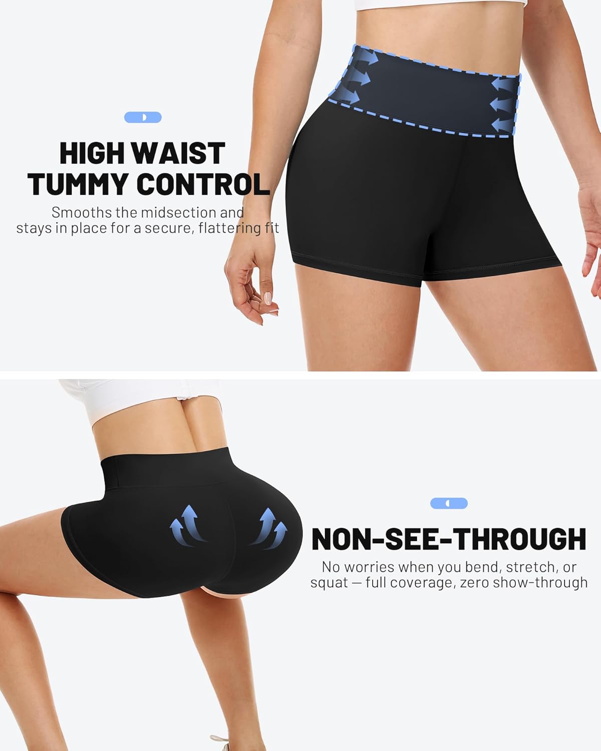 Runhit Women's Biker Shorts - High Waisted Tummy Control Spandex for Gym, Yoga & Dance | 3"/5"/8" Options