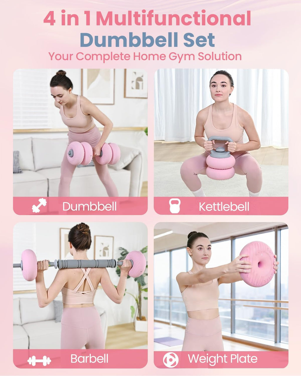 Skiennix Adjustable Dumbbell Set - 4-In-1 SoftShell Weights (13/18/22/35LBS) for Home Gym Fitness