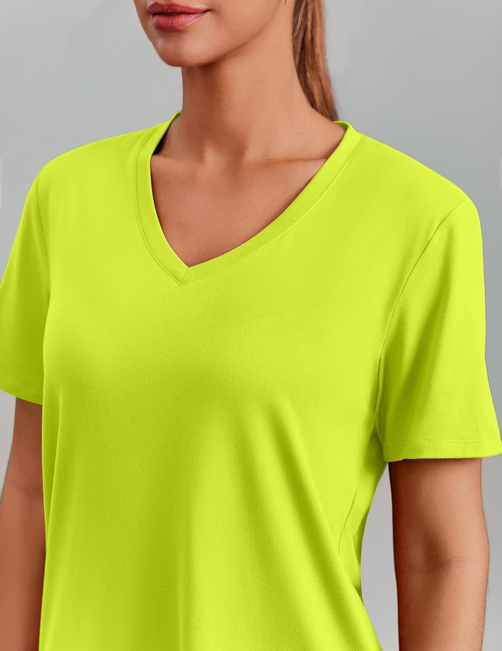 PINSPARK Soft Workout Tops for Women - Short Sleeve V-Neck, Moisture-Wicking, UPF 50+ Sun Protection, Quick Dry Gym Shirt