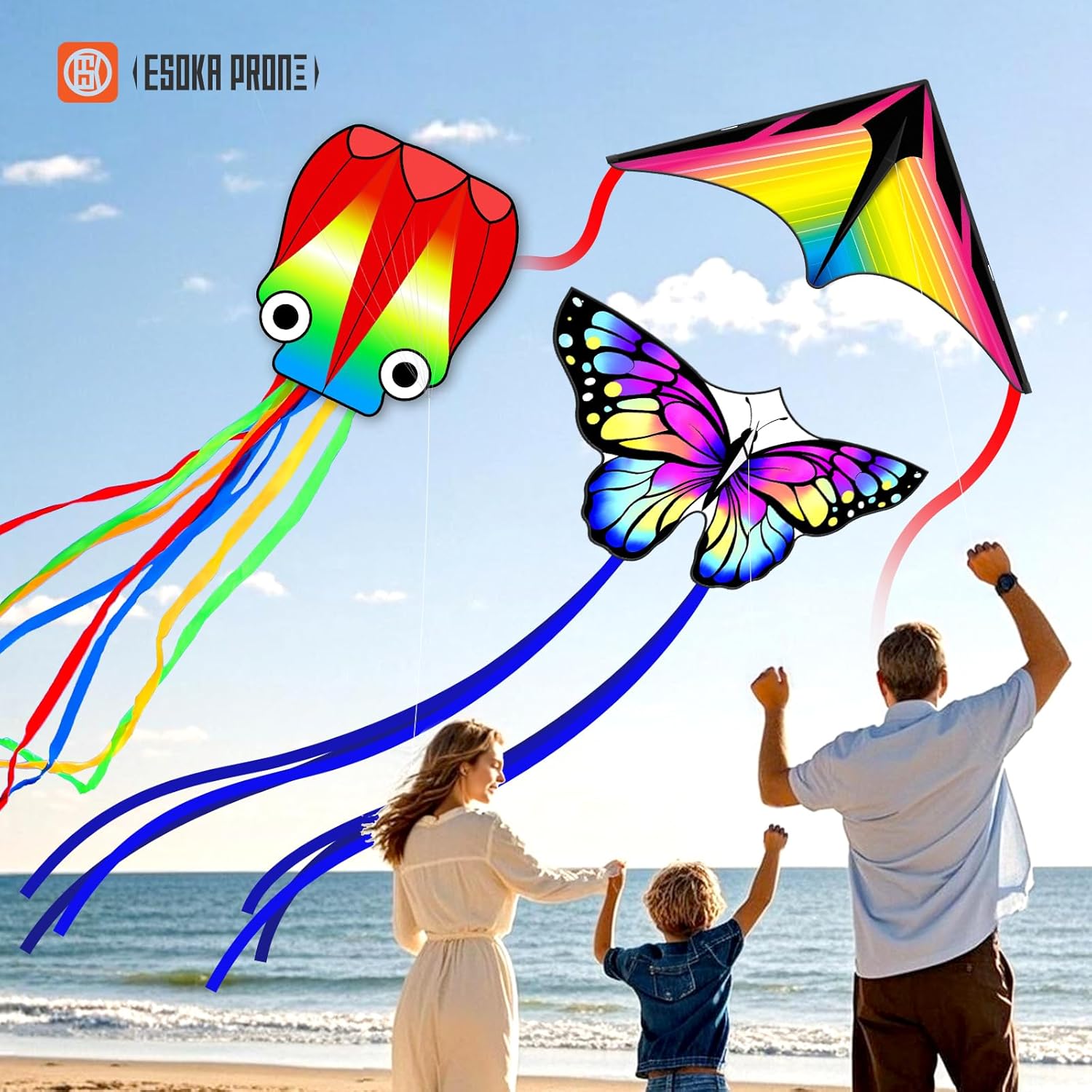 QC Grassland Kites - Easy to Fly Beach Kites for Kids & Adults | Perfect Gift for Ages 4-8, Includes 328ft String