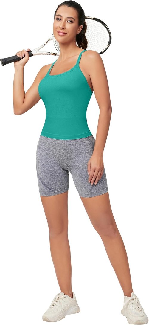 MathCat Workout Tank Top - Sleeveless Athletic Yoga Shirt with Built-In Bra | Seamless Racerback Design