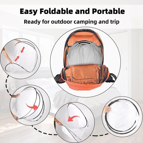 Pop Up Mosquito Tent, Outdoor High-Density Mesh Isolate Tiny Insects, Foldable Mesh Tent for Single Person, Mosquito Net with Storage Bag for Camping Travel Patio, Black