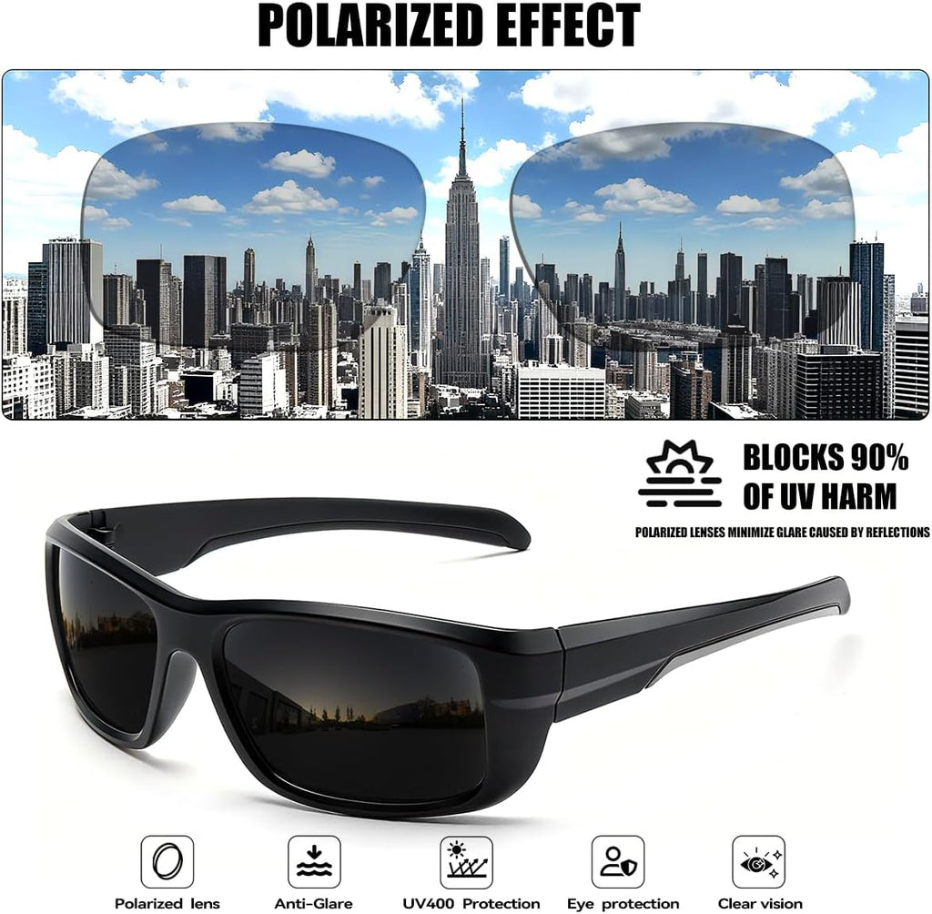 Skiennix Polarized Sports Sunglasses - UV400 Protection, Wrap-Around Frame | 3-Pack for Cycling & Fishing