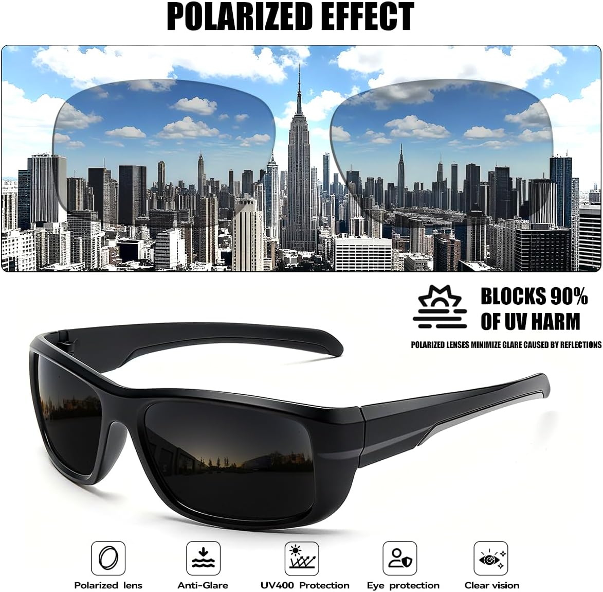 Skiennix Polarized Sports Sunglasses - UV400 Protection, Wrap-Around Frame | 3-Pack for Cycling & Fishing