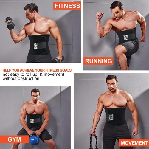 AMZBOSS Waist Trainer for Women & Men, Waist Sweat Band, Belly Band Sweat Belt, Stomach Wrap, Body Shaper Belt with Pocket (Black, X-Large)
