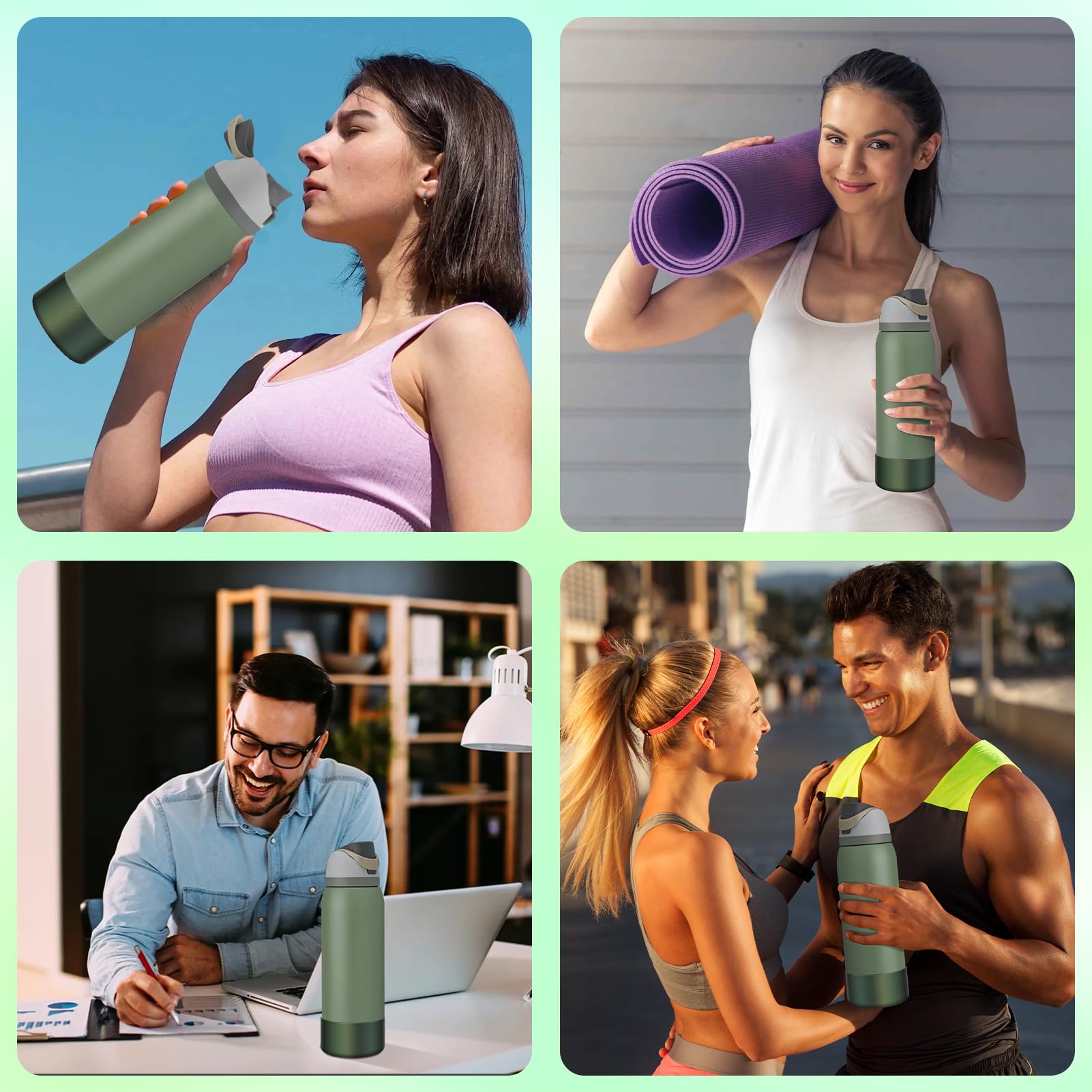 BKBY Chameleon Silicone Water Bottle Boot, Compatible with Owala 24oz 32oz 40oz, Gradient Matte Luster Cup Sleeve Bottom Cover for FreeSip, Twist, or Flip Stainless Steel Water Bottles