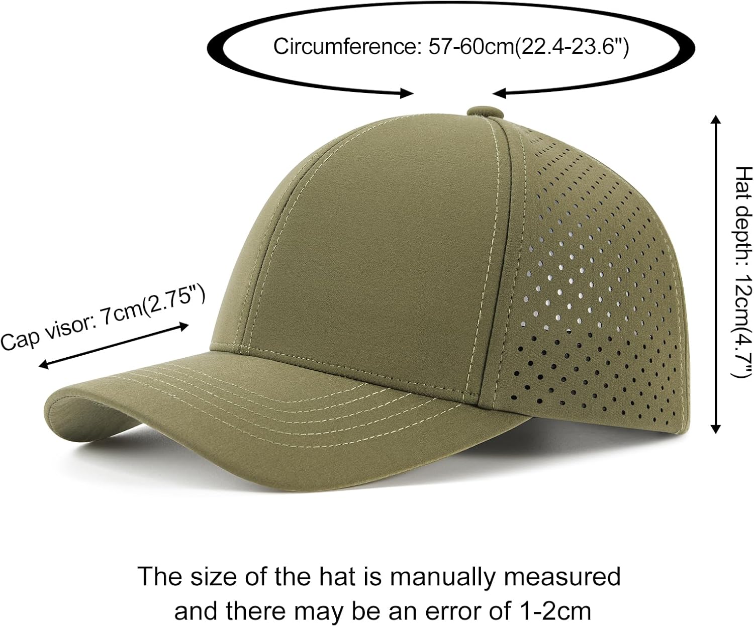 VOBOOM Men's Quick-Dry Baseball Cap - Laser Cut Mesh Design | Curved Brim Snapback Hat