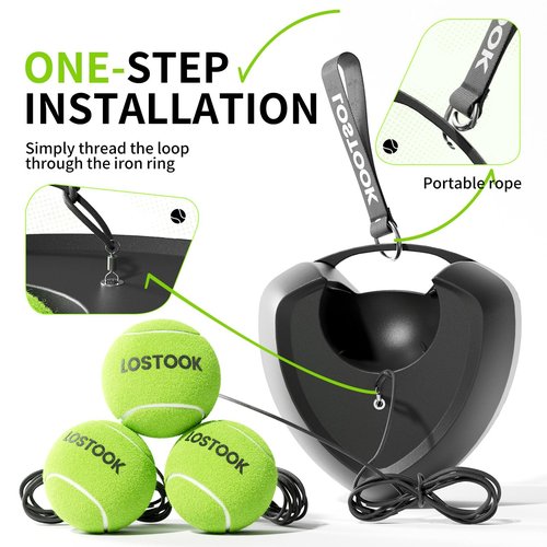 Lostook No-Fill Tennis Trainer, Solo Play Set for Backyard, Family Fun Skill Builder Kids Adults Beginners