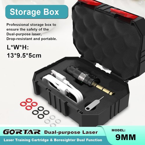 GORTAR Laser Training Cartridge - Dual Function Boresighter for Cal 9MM/22LR/17HMR | Dry Fire Practice
